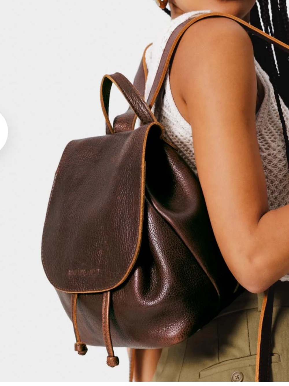 Portland Leather Brown Leather Bucket Backpack
